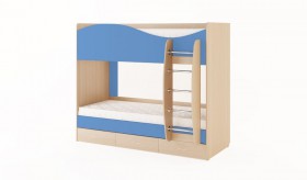 Кровать 2-х ярусная с ящиками (Беленый дуб/Синий) в Оби - ob.katalogmebeli.com | фото 4
