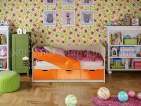 Кровать Бабочки 1,6м (Оранжевый металлик) в Оби - ob.katalogmebeli.com | фото