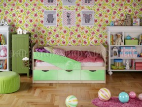 Кровать Бабочки 1,6м (Салатовый металлик) в Оби - ob.katalogmebeli.com | фото