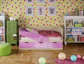 Кровать Бабочки 1,6м (Сиреневый металлик) в Оби - ob.katalogmebeli.com | фото