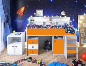 Кровать-чердак Малыш-5 Винтерберг/Оранжевый в Оби - ob.katalogmebeli.com | фото