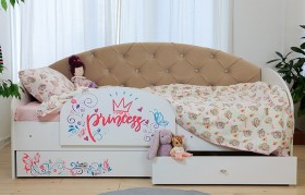 Кровать детская Эльза с бортиком Принцесса Белый/Бежевый в Оби - ob.katalogmebeli.com | фото