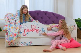Кровать детская Эльза с бортиком Принцесса Белый/Фиолетовый в Оби - ob.katalogmebeli.com | фото