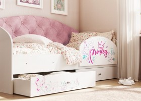 Кровать детская Эльза с бортиком Принцесса Белый/Розовый в Оби - ob.katalogmebeli.com | фото