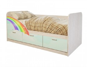 Кровать детская Минима Лего 1,86м с ящиками (дуб атланта/лиловый сад) в Оби - ob.katalogmebeli.com | фото 1
