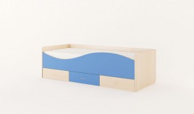 Кровать детская с ящиками Волна (Беленый дуб/Синий) в Оби - ob.katalogmebeli.com | фото 4