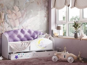 Кровать детская Звездочка Белый/Фиолетовый в Оби - ob.katalogmebeli.com | фото