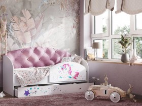 Кровать детская Звездочка Белый/Розовый в Оби - ob.katalogmebeli.com | фото