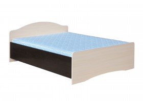 Кровать двойная 1400-1 без матраса (круглые спинки) Венге/Дуб выбеленный в Оби - ob.katalogmebeli.com | фото