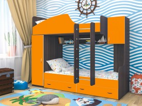 Кровать двухъярусная Юниор-2 Бодего/Оранжевый в Оби - ob.katalogmebeli.com | фото