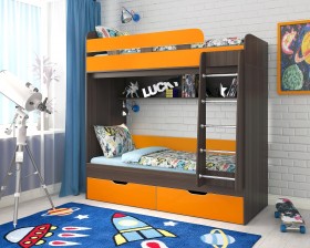 Кровать двухъярусная Юниор-5  Бодего/Оранжевый в Оби - ob.katalogmebeli.com | фото