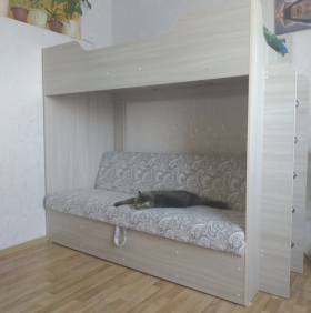 Кровать двухъярусная с диваном (Беленый дуб) в Оби - ob.katalogmebeli.com | фото 1