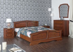Кровать Елена из массива сосны 1400*2000 Орех в Оби - ob.katalogmebeli.com | фото