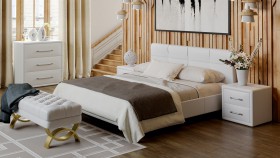 Кровать «Элис» c мягкой обивкой тип 1 Экокожа/Белый/1600 в Оби - ob.katalogmebeli.com | фото