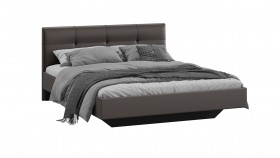 Кровать «Элис» c мягкой обивкой тип 1 Экокожа/Темно-коричневый/1400 в Оби - ob.katalogmebeli.com | фото