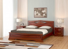 Кровать Карина-7 из массива сосны 1400*2000 Орех в Оби - ob.katalogmebeli.com | фото 1