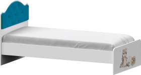 Кровать Каспер с мягкой спинкой и фотопечатью (800х1900)  Белый/Бирюза в Оби - ob.katalogmebeli.com | фото
