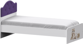 Кровать Каспер с мягкой спинкой и фотопечатью (800х1900)Белый/Фиолетовый в Оби - ob.katalogmebeli.com | фото