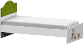 Кровать Каспер с мягкой спинкой и фотопечатью (800х1900)Белый/Лайм в Оби - ob.katalogmebeli.com | фото
