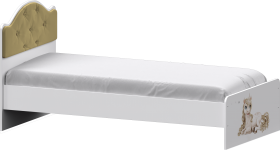 Кровать Каспер с мягкой спинкой и фотопечатью (800х1900)  Белый/Ваниль в Оби - ob.katalogmebeli.com | фото 1