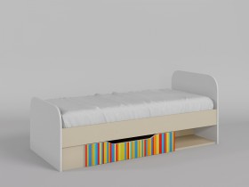 Кровать Клаксон без машинок 1650х750 (Белый/корпус Клен) в Оби - ob.katalogmebeli.com | фото