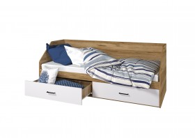 Кровать Лайт 800 с ящиками (Крафт золотой/Белый) в Оби - ob.katalogmebeli.com | фото