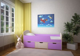 Кровать Малыш-мини Дуб молочный/Ирис в Оби - ob.katalogmebeli.com | фото