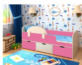 Кровать Малыш-мини Дуб молочный/Розовый в Оби - ob.katalogmebeli.com | фото