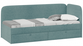 Кровать «Молли» с мягкой обивкой (900) тип 1 (Микровелюр Scandi Indigo 11) в Оби - ob.katalogmebeli.com | фото