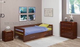 Кровать одинарная ГЛОРИЯ из массива сосны  900*2000 (Орех) в Оби - ob.katalogmebeli.com | фото
