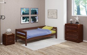 Кровать одинарная ГЛОРИЯ из массива сосны  900*2000 (Орех) в Оби - ob.katalogmebeli.com | фото 3