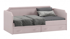 Кровать с мягкой обивкой и ящиками «Кантри» Тип 1 (900) (Велюр пудровый) в Оби - ob.katalogmebeli.com | фото