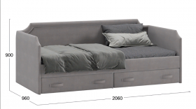 Кровать с мягкой обивкой и ящиками «Кантри» Тип 1 (900) (Велюр Светло-серый) в Оби - ob.katalogmebeli.com | фото 3