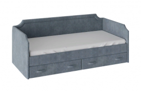 Кровать с мягкой обивкой и ящиками «Кантри» Тип 1 (900) (Замша синяя) в Оби - ob.katalogmebeli.com | фото