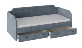Кровать с мягкой обивкой и ящиками «Кантри» Тип 1 (900) (Замша синяя) в Оби - ob.katalogmebeli.com | фото 2