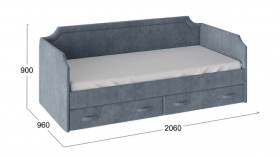 Кровать с мягкой обивкой и ящиками «Кантри» Тип 1 (900) (Замша синяя) в Оби - ob.katalogmebeli.com | фото 3