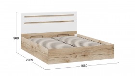 Кровать с подъемным механизмом «Фьюжн» Дуб Делано/Белый глянец в Оби - ob.katalogmebeli.com | фото 2