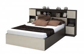 Кровать с прикроватным блоком КР 552 Спальня Basya (венге/белфорт) в Оби - ob.katalogmebeli.com | фото