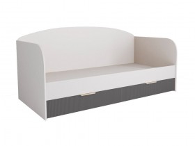 Кровать с ящиками ДКД 2000.1 Лавис (Белый софт/Графит софт/корпус Белый) в Оби - ob.katalogmebeli.com | фото