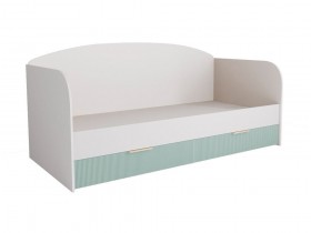 Кровать с ящиками ДКД 2000.1 Лавис (Белый софт/Зеленый софт/корпус Белый) в Оби - ob.katalogmebeli.com | фото