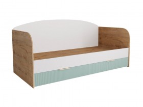 Кровать с ящиками ДКД 2000.1 Лавис (Белый софт/Зеленый софт/корпус Дуб бунратти) в Оби - ob.katalogmebeli.com | фото