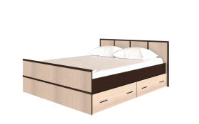Кровать Сакура с настилом и ящиками 1,4 (Венге/Лоредо) в Оби - ob.katalogmebeli.com | фото