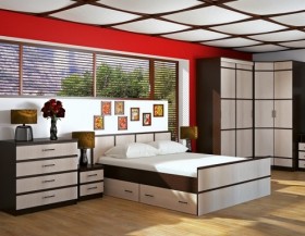 Кровать Сакура с настилом и ящиками 1,4 (Венге/Лоредо) в Оби - ob.katalogmebeli.com | фото 3