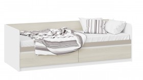 Кровать «Сканди» с 2 ящиками Дуб Гарден/Белый/Глиняный серый в Оби - ob.katalogmebeli.com | фото 1