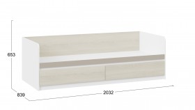 Кровать «Сканди» с 2 ящиками Дуб Гарден/Белый/Глиняный серый в Оби - ob.katalogmebeli.com | фото 3
