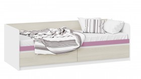 Кровать «Сканди» с 2 ящиками Дуб Гарден/Белый/Лиловый в Оби - ob.katalogmebeli.com | фото 1