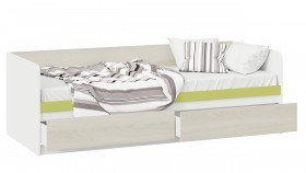 Кровать «Сканди» с 2 ящиками Дуб Гарден/Белый/Зеленый в Оби - ob.katalogmebeli.com | фото 2