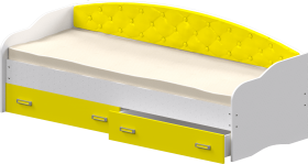 Кровать Софа-7 с мягкой спинкой (800х1900) Белый/Желтый в Оби - ob.katalogmebeli.com | фото 1