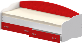 Кровать Софа-7 с мягкой спинкой (800х1900) Белый/Красный в Оби - ob.katalogmebeli.com | фото 1