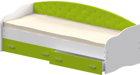Кровать Софа-7 с мягкой спинкой (800х1900) Белый/Лайм в Оби - ob.katalogmebeli.com | фото 1